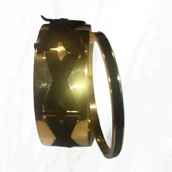 Lot of 2 Kate Spade black gold day 2 night stylish trendy statement bracelets OS - Picture 2 of 3